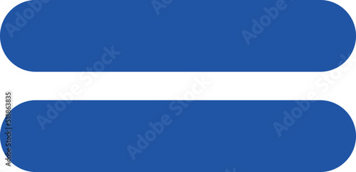 Symbol of equals or equality in blue color.