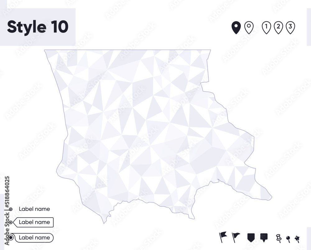 Jambyl, Kazakhstan - white and gray low poly map, polygonal map. Outline map. Vector illustration. Jambyl, Kazakhstan - white and gray low poly map, polygonal map. Outline map. Vector illustration.