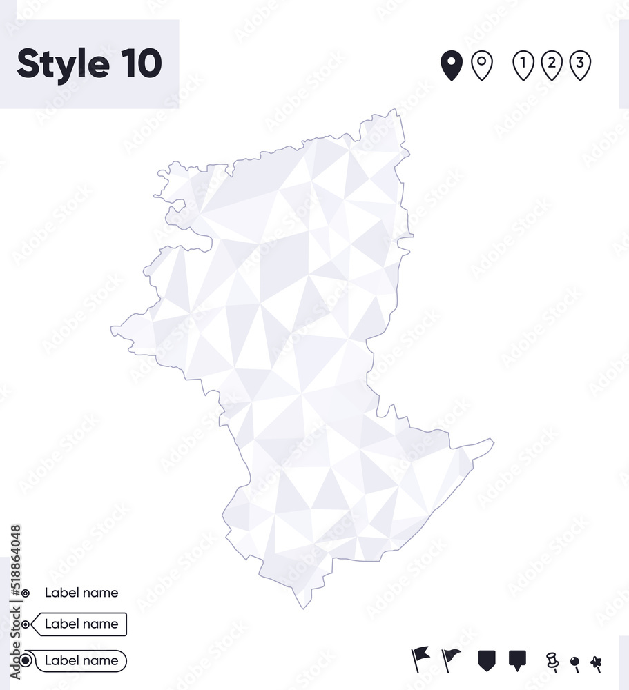 Kostanay, Kazakhstan - white and gray low poly map, polygonal map. Outline map. Vector illustration.