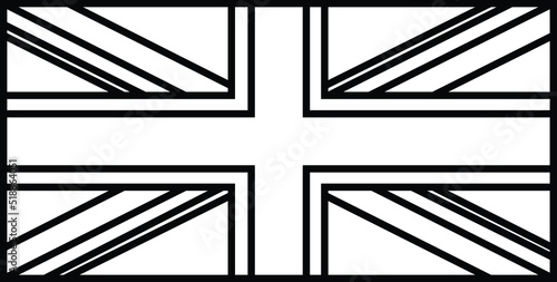 united kingdom flag with only black lines