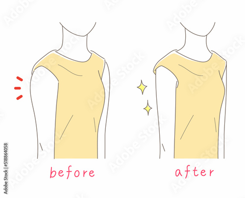 二の腕が細い女性と太い女性のイラスト素材