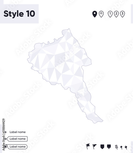Bayan Olgii, Mongolia - white and gray low poly map, polygonal map. Outline map. Vector illustration.