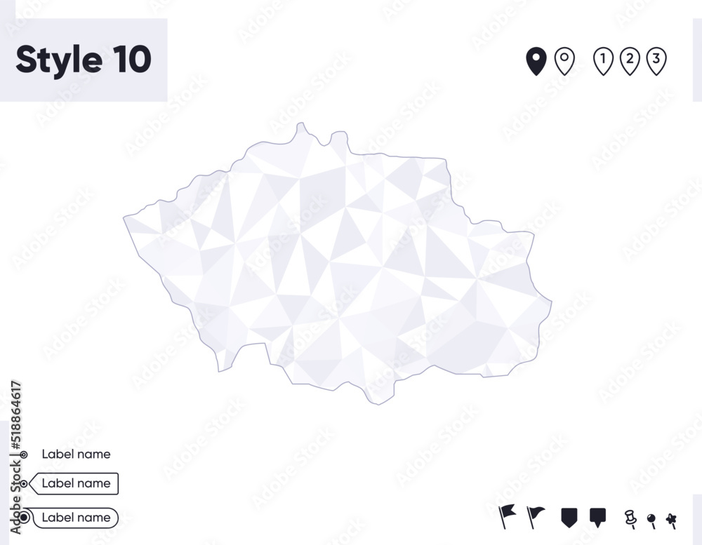 Uvs Province, Mongolia - white and gray low poly map, polygonal map. Outline map. Vector illustration.