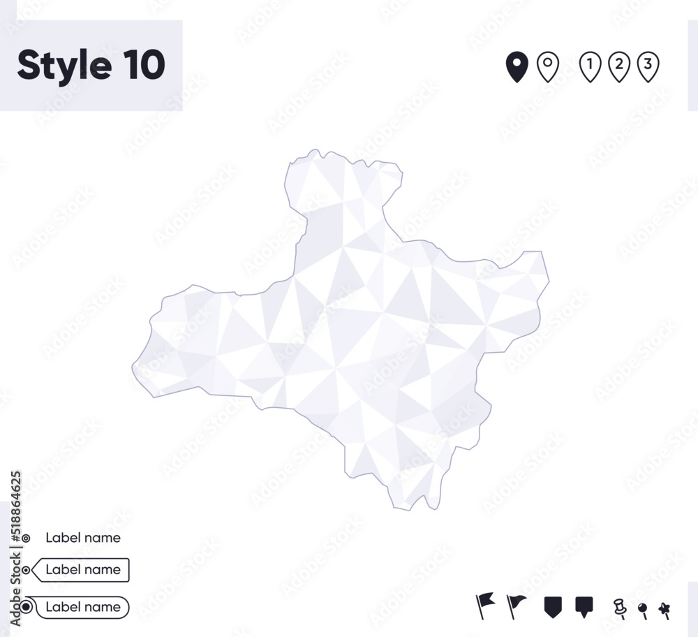 Zavkhan, Mongolia - white and gray low poly map, polygonal map. Outline map. Vector illustration. Zavkhan, Mongolia - white and gray low poly map, polygonal map. Outline map. Vector illustration.