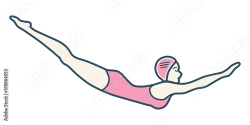 Retro Diver Girl | Vintage Swimmer | Mid-Century Illustration | 1950s Style Aquatic Design