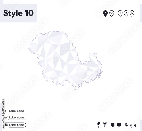 Vestfold Og Telemark, Norway - white and gray low poly map, polygonal map. Outline map. Vector illustration.