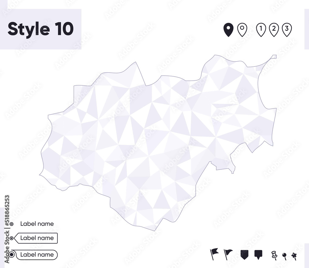 Kabardino Balkarian Republic, Russia - white and gray low poly map, polygonal map. Outline map. Vector illustration.