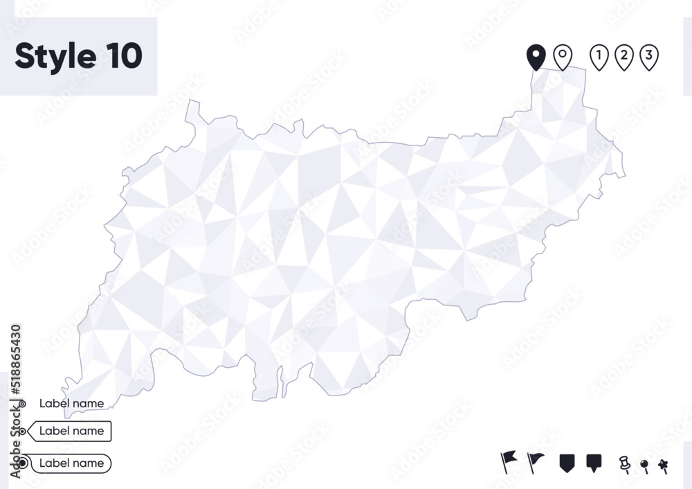 Kostroma Region, Russia - white and gray low poly map, polygonal map. Outline map. Vector illustration.