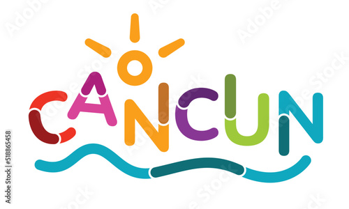 Letras de Cancun con temática de playa