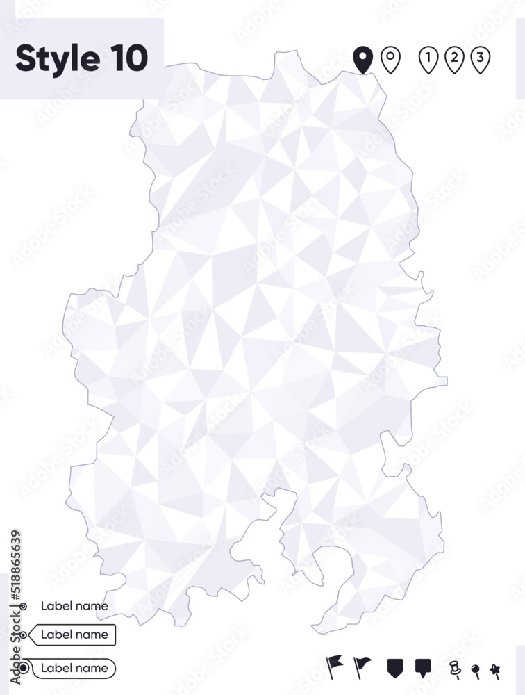 Udmurtian Republic, Russia - white and gray low poly map, polygonal map. Outline map. Vector illustration. Udmurtian Republic, Russia - white and gray low poly map, polygonal map. Outline map. Vector illustration.
