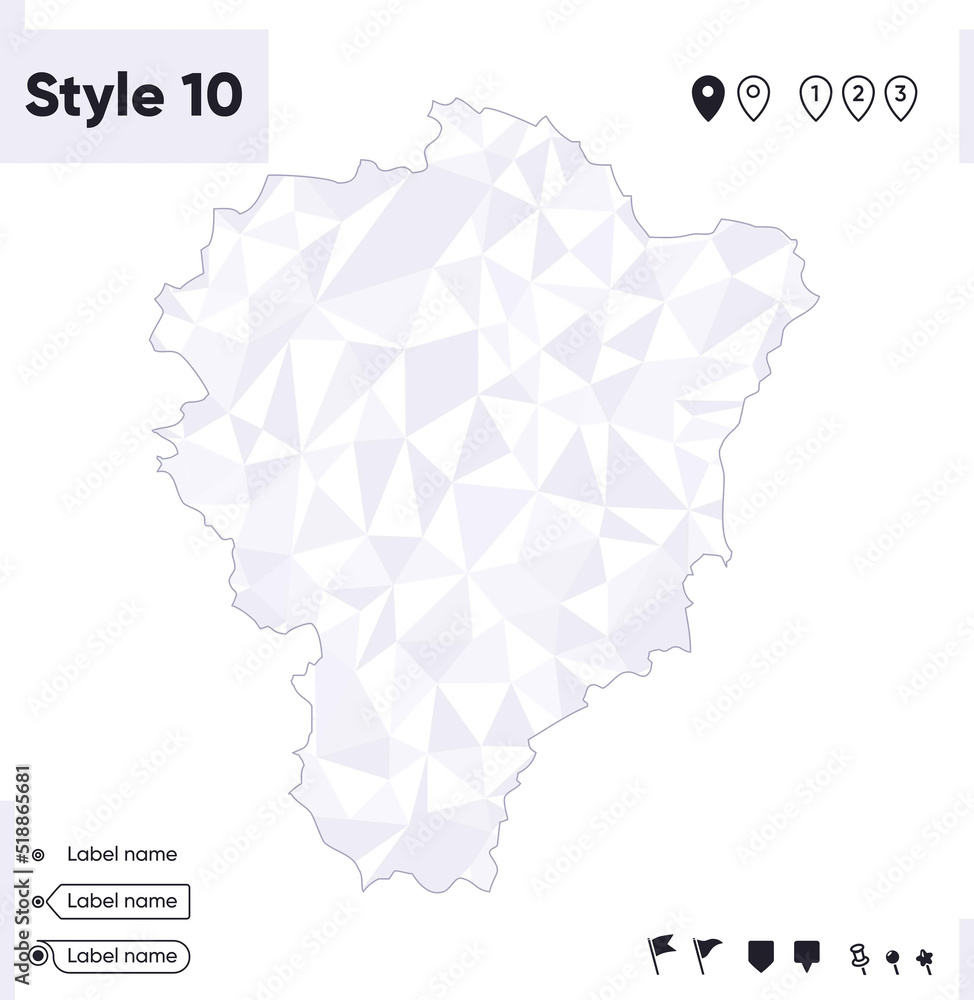 Yaroslavl Region, Russia - white and gray low poly map, polygonal map. Outline map. Vector illustration.