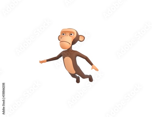 Monkey character flying in 3d rendering.