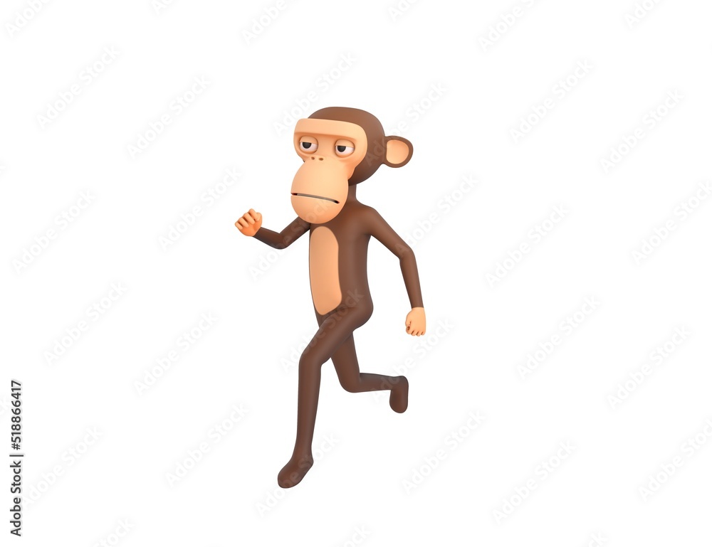 Monkey character running in 3d rendering. Monkey character running in 3d rendering.