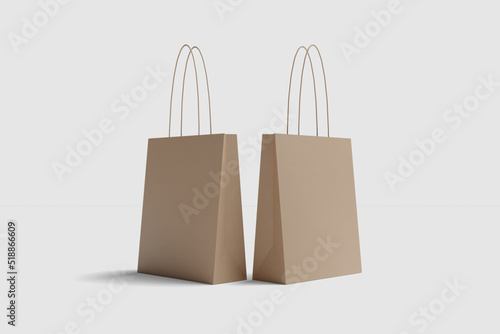 Realistic blank shopping bag illustration for mockup. 3D Render.