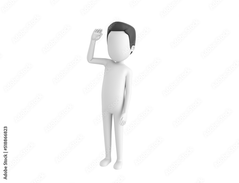 Stick Man with Hair character saluting in 3d rendering. Stick Man with Hair character saluting in 3d rendering.