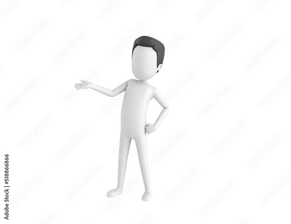 Stick Man with Hair character open hand palm in 3d rendering. Stick Man with Hair character open hand palm in 3d rendering.