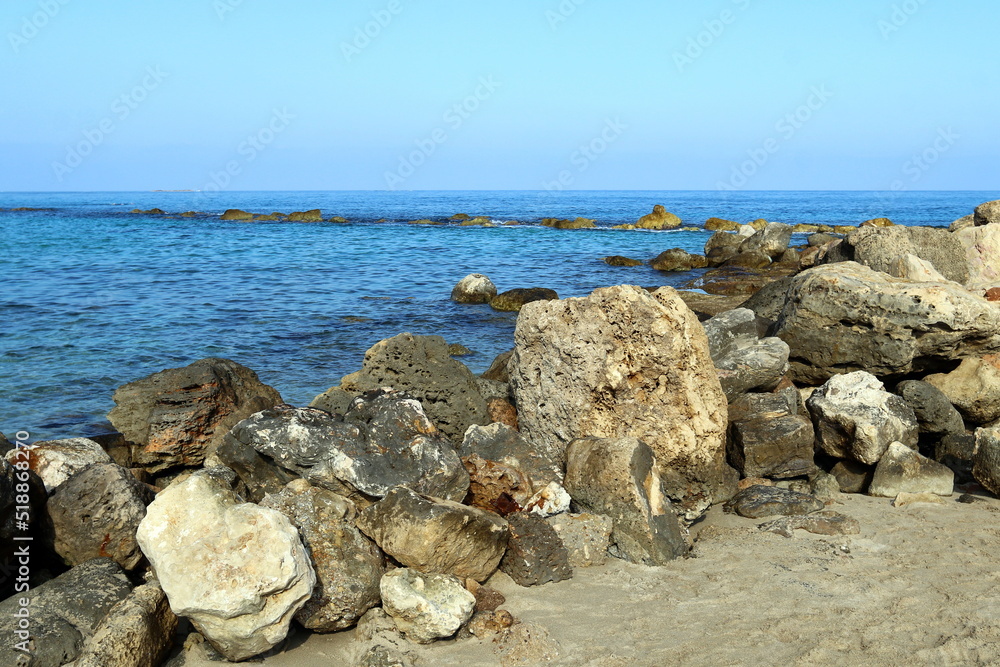 Stones in a city park on the Mediterranean coast