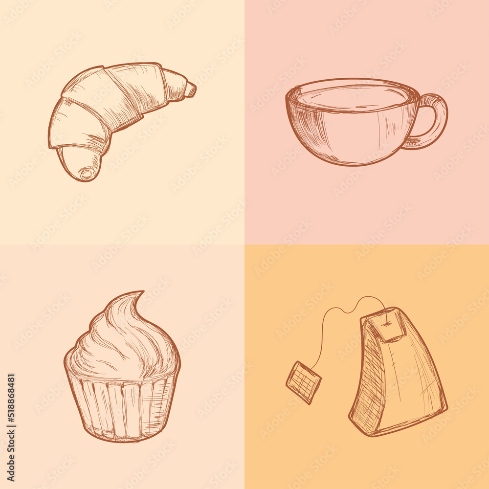 coffee doodle icons collection