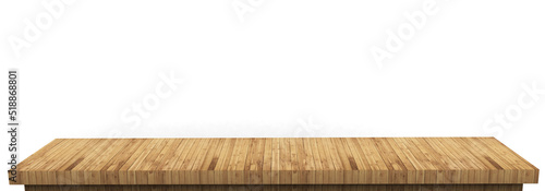 Wood table top on white background