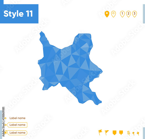 Cochabamba, Bolivia - blue low poly map, polygonal map. Outline map. Vector illustration.