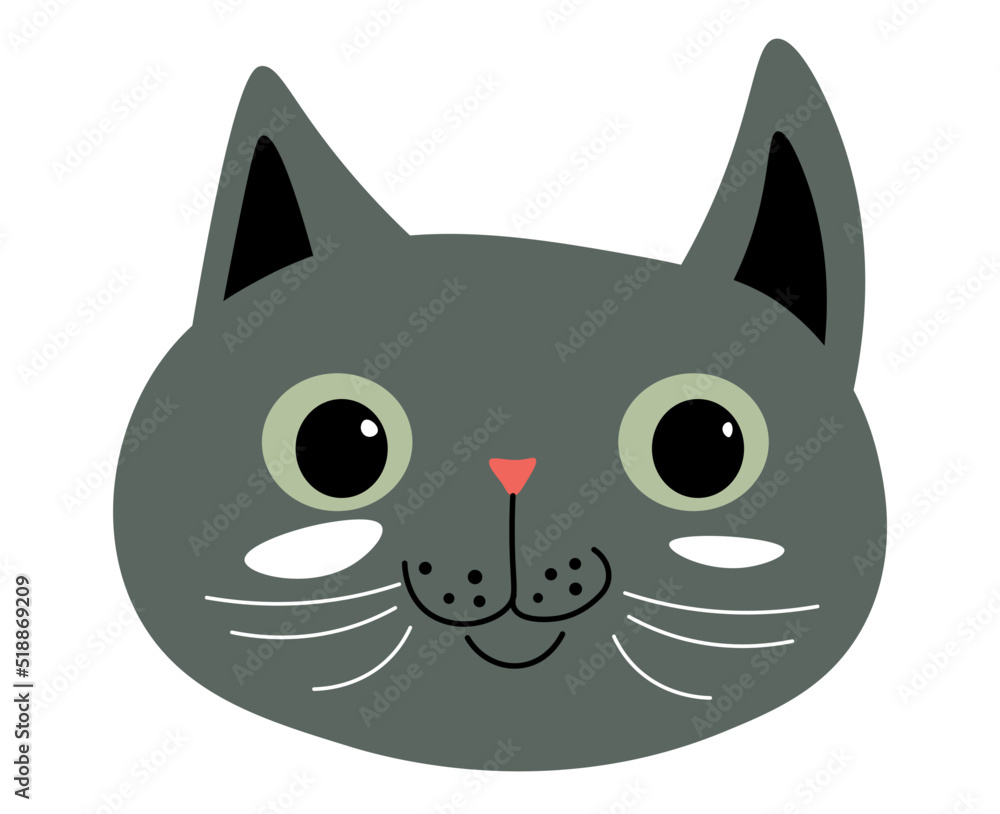 Cute kitty portrait, cat muzzle with whiskers Cute kitty portrait, cat muzzle with whiskers