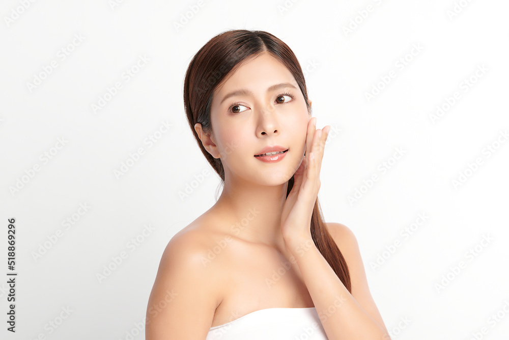 Beautiful young asian woman with clean fresh skin on white background, Face care, Facial treatment, Cosmetology, beauty and spa, Asian women portrait. Beautiful young asian woman with clean fresh skin on white background, Face care, Facial treatment, Cosmetology, beauty and spa, Asian women portrait.