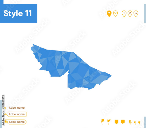 Acre, Brazil - blue low poly map, polygonal map. Outline map. Vector illustration.