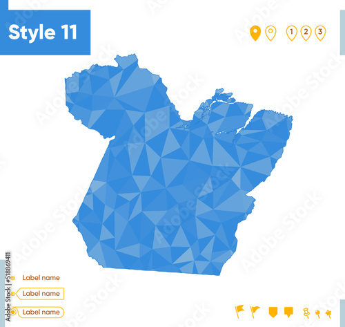 Para, Brazil - blue low poly map, polygonal map. Outline map. Vector illustration.