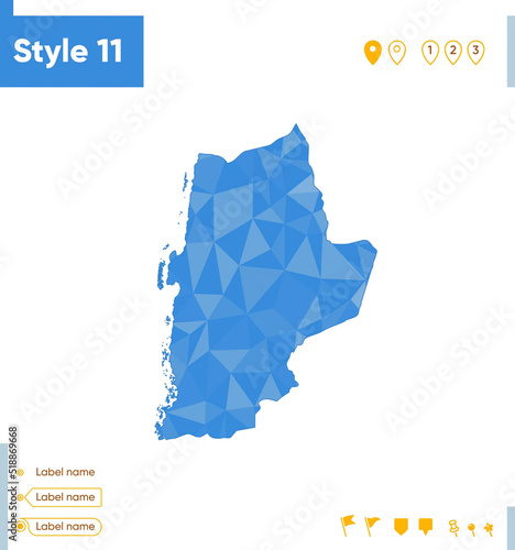Antofagasta, Chile - blue low poly map, polygonal map. Outline map. Vector illustration.
