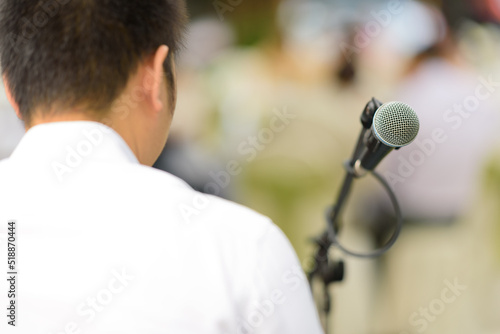 microphone on stage, speaker, conference 