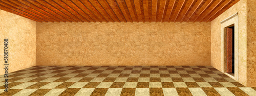 Empty room with marble floor
