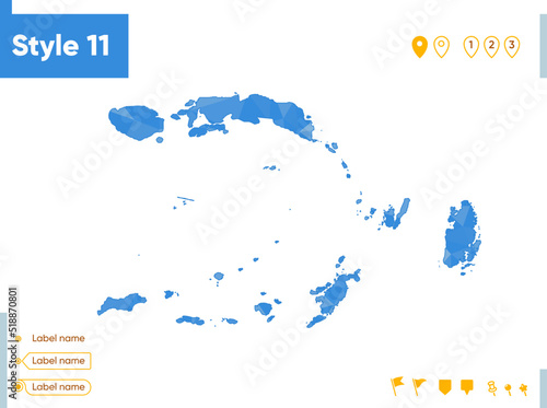 Maluku, Indonesia - blue low poly map, polygonal map. Outline map. Vector illustration. photo