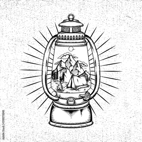 Camping Lamp Vector Illustration