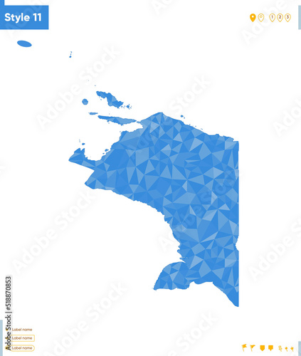 Papua, Indonesia - blue low poly map, polygonal map. Outline map. Vector illustration.