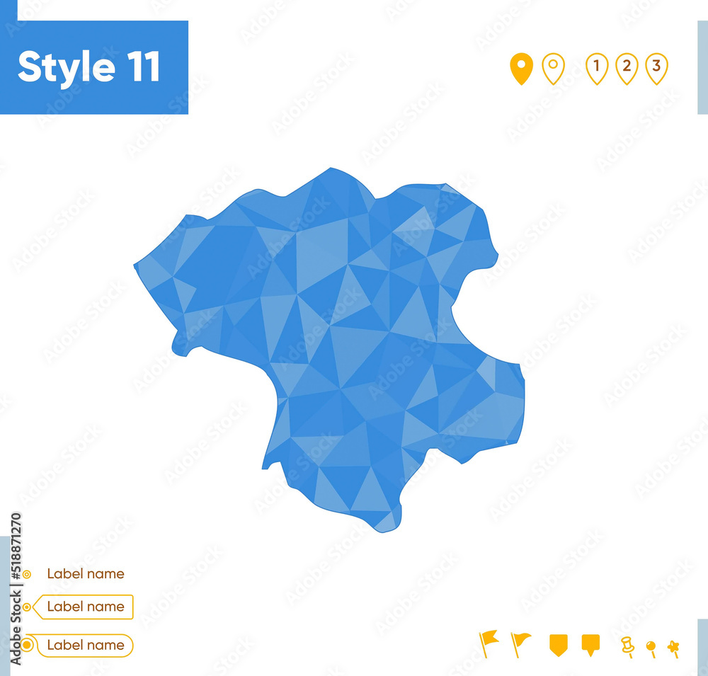 Zanjan, Iran - blue low poly map, polygonal map. Outline map. Vector illustration. Zanjan, Iran - blue low poly map, polygonal map. Outline map. Vector illustration.