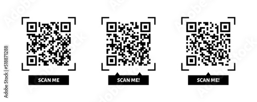 Scan me QR code tag. Scan, read, pay concept with qr code.Vector illustration isolated in white background