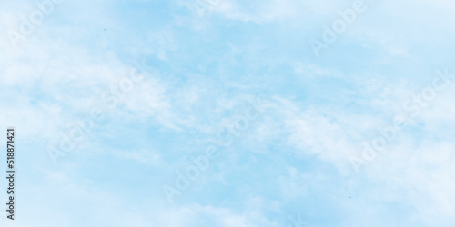 Fresh and clear winter seasonal cloudy blue sky background, Blurry and fluffy blue watercolor painted cloudy sky background with clouds.	