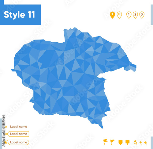 Almaty, Kazakhstan - blue low poly map, polygonal map. Outline map. Vector illustration.