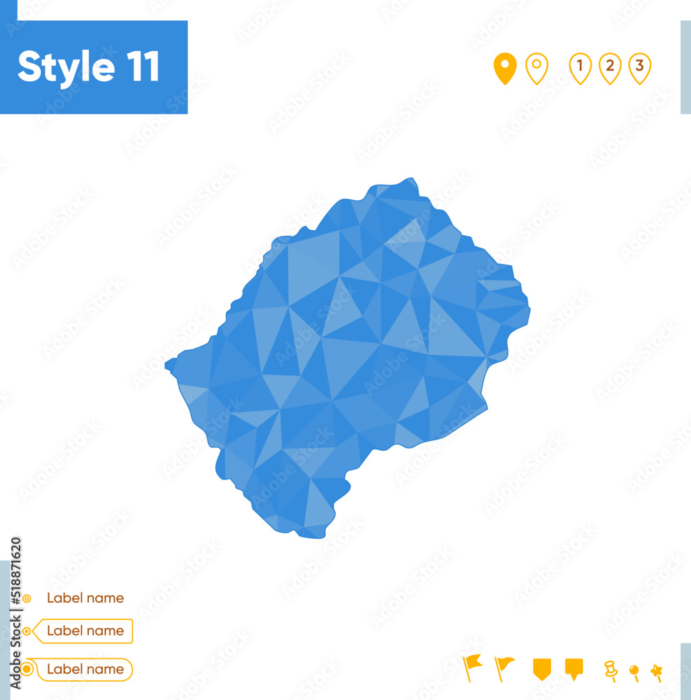 Lesotho - blue low poly map, polygonal map. Outline map. Vector illustration.