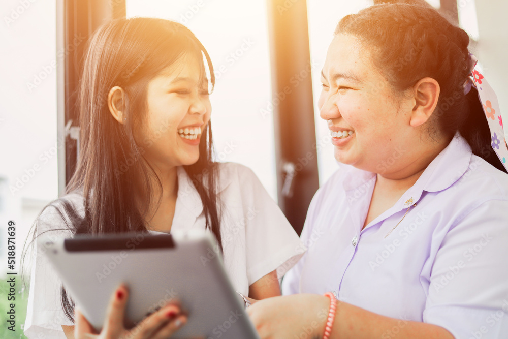 Ready to start. Positive teenage girls use laptops to tutor at remote video lessons. Learning online through web conferencing
Ready to start. Positive teenage girls use laptops to tutor at remote video lessons. Learning online through web conferencing