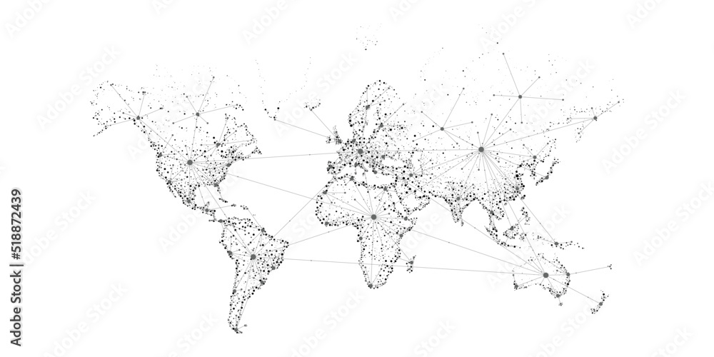 Naklejka premium Transportation and connections of the world. Vector illustration created from dots and lines. logistics concept for business on white background.