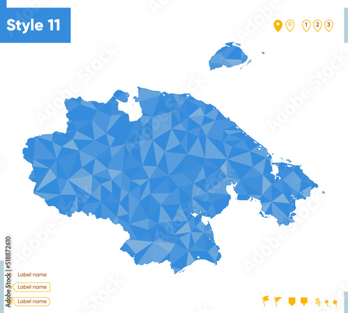 Chukotka Autonomous Area, Russia - blue low poly map, polygonal map. Outline map. Vector illustration.