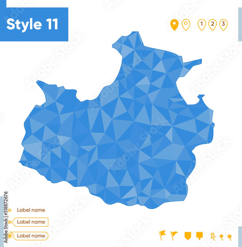 Karachayevo Circassian Republic, Russia - blue low poly map, polygonal map. Outline map. Vector illustration.