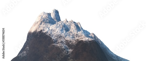 Snowy mountains Isolate on white background 3d illustration © elenaed