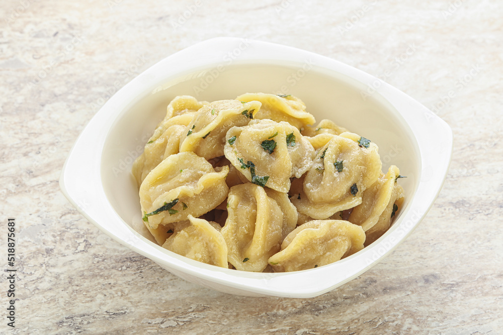Russian boiled dumplings with meat Russian boiled dumplings with meat