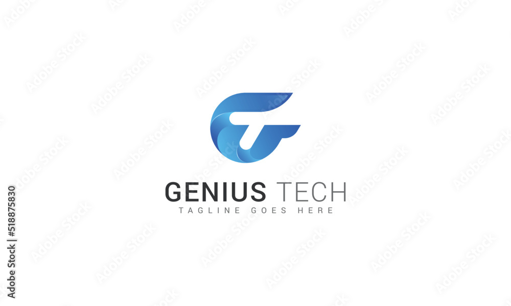 Letter Gt creative 3d technological modern blue gradient colour logo Letter Gt creative 3d technological modern blue gradient colour logo