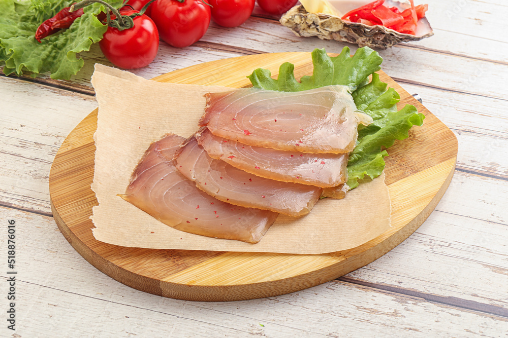 Sliced salted marlin fish carpaccio Sliced salted marlin fish carpaccio