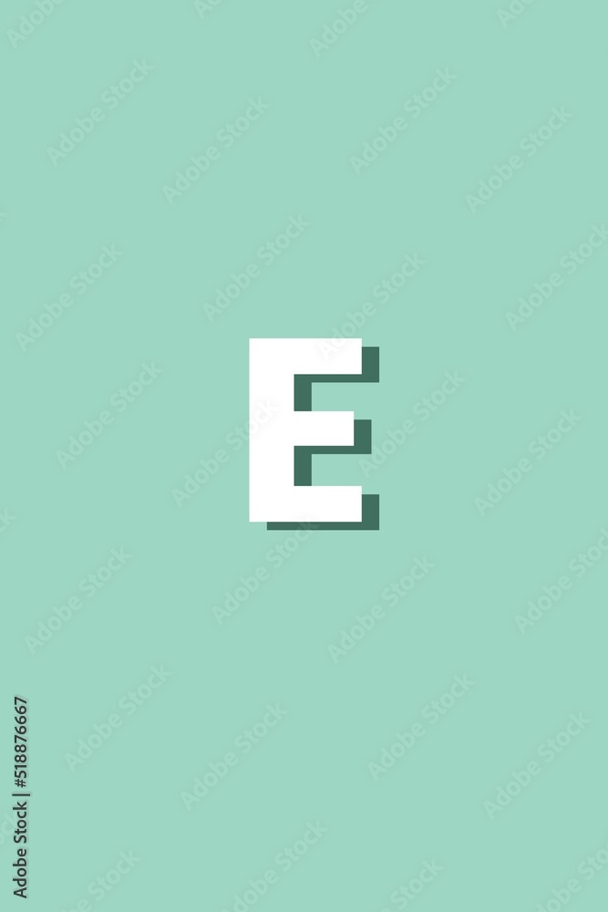 Letter E on green background Letter E on green background
