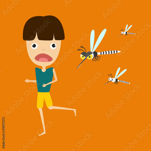 mosquito carrier of dengue virus, zika virus, malaria. mosquitoes control concept. vector illustration