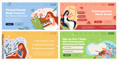 Classic music concert promotion at web banner set